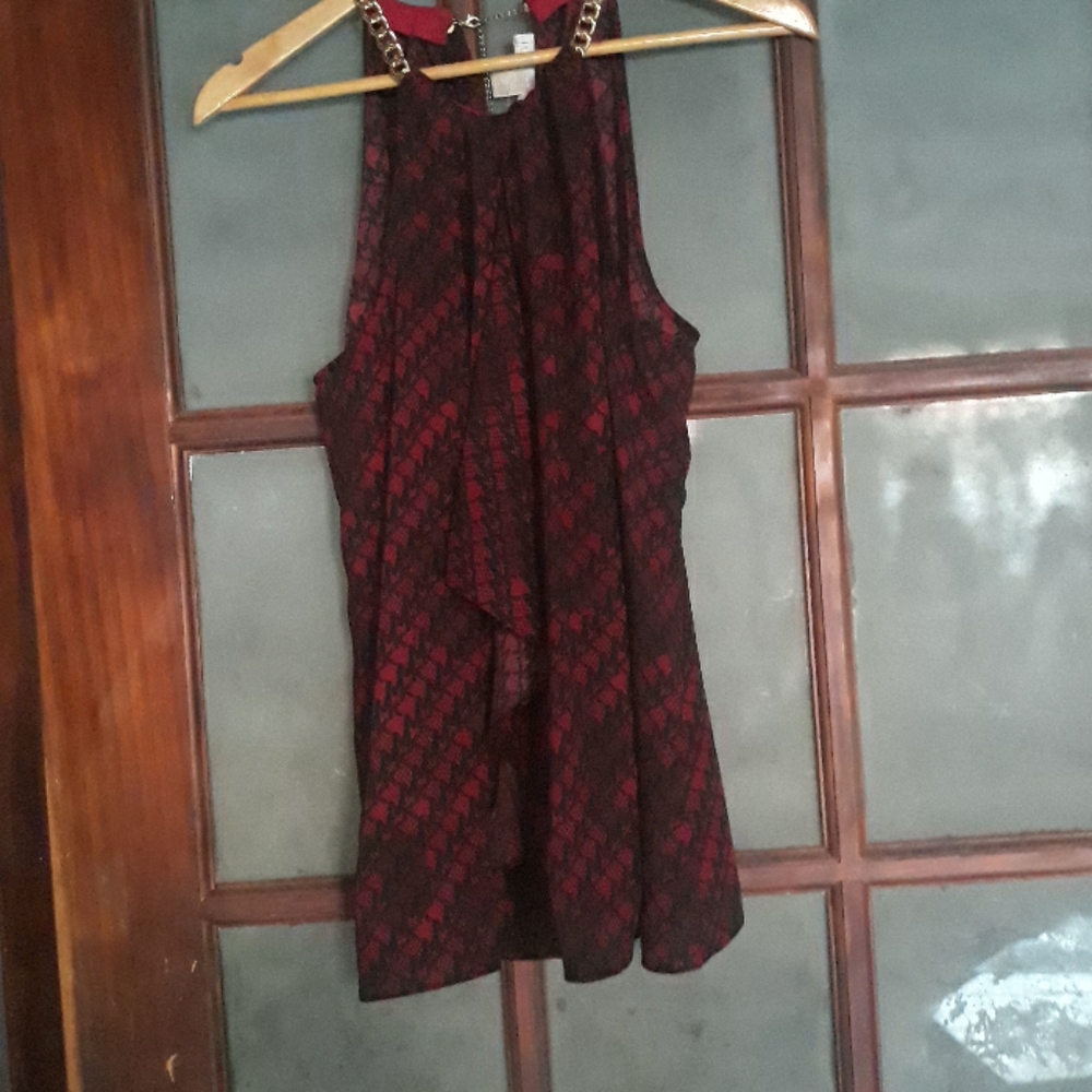 BNWT Michael KORS Red and black blouse.